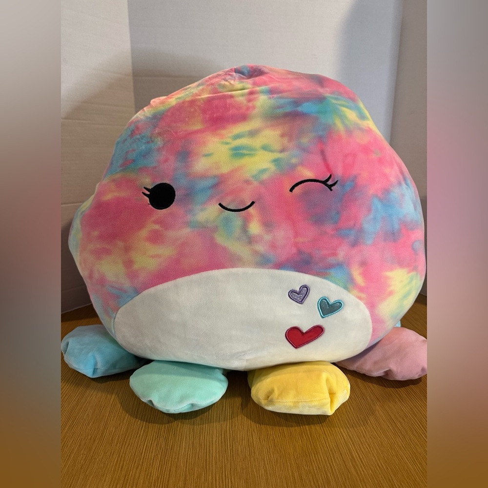 Squishmallows 16” High Opal the Octopus Pastel Tie-Dye Plush Toy. Soft! Pink.